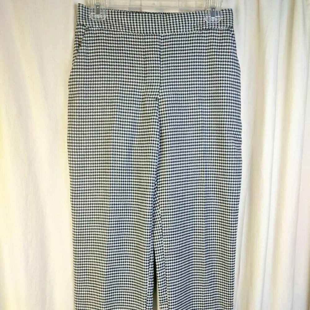 Zara Basic High Rise Houndstooth Cropped Pant